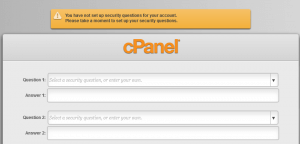 Havenswift cPanel Security Question Setup Screen